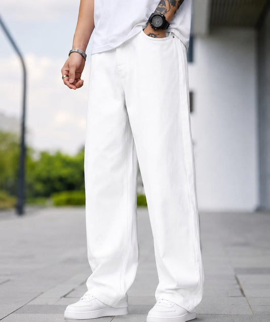 White Relaxed Fit Denim Jeans