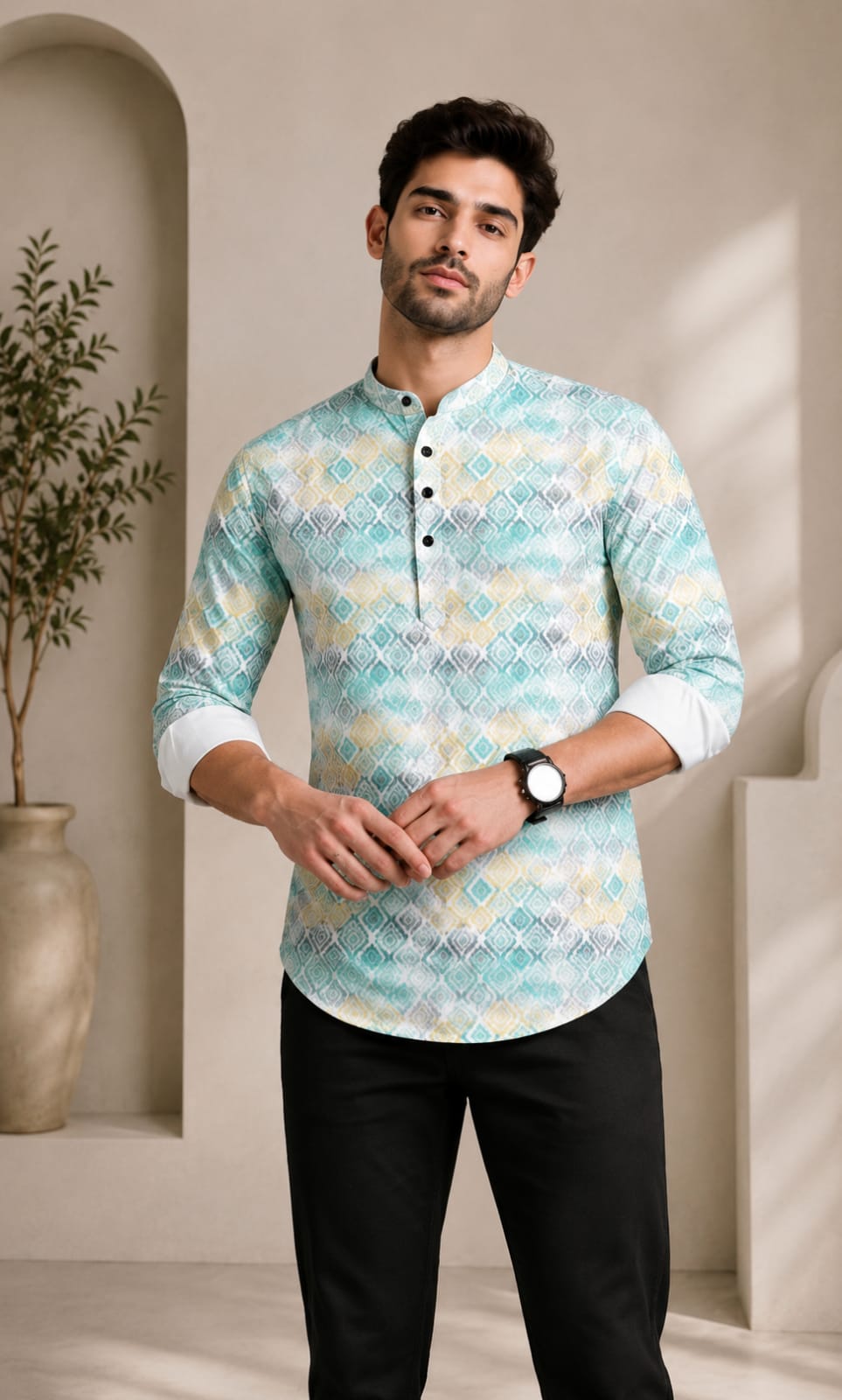 Men's Premium Printed Cotton Kurta