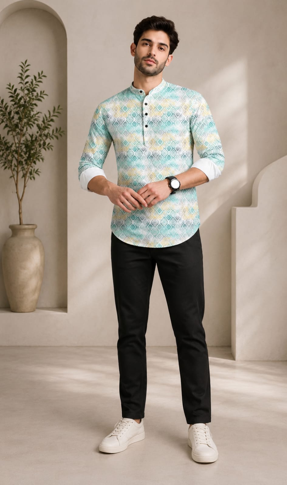 Men's Premium Printed Cotton Kurta
