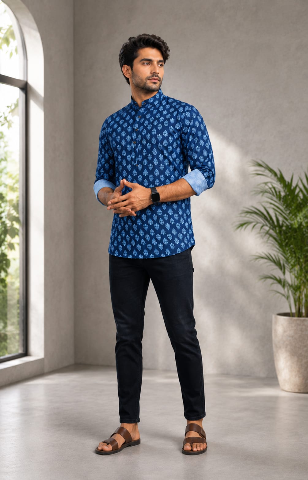 Men's Premium Printed Cotton Kurta