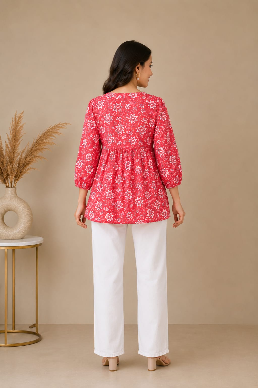 NEW ARRIVAL | Coral Pink Floral Peplum Top