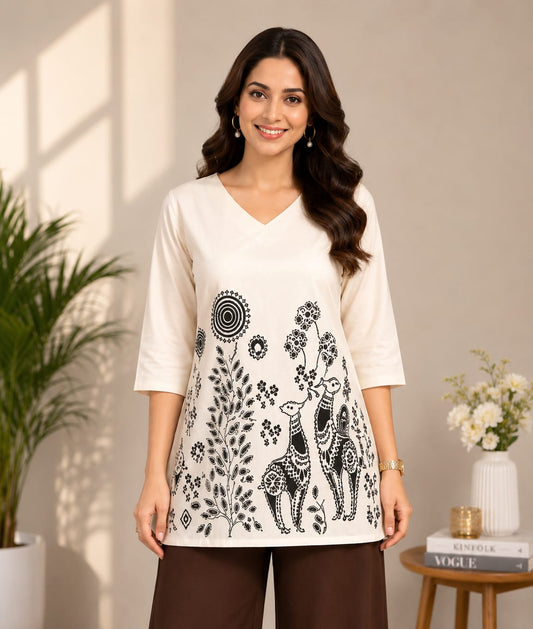 NEW ARRIVAL | Premium Ivory Printed Kurti