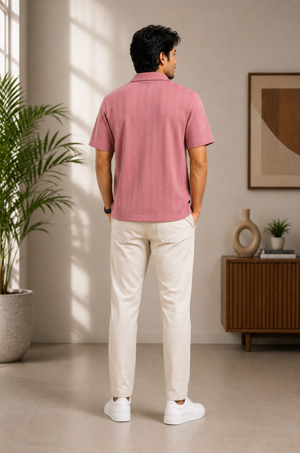 Premium Textured Zip Polo T-Shirt