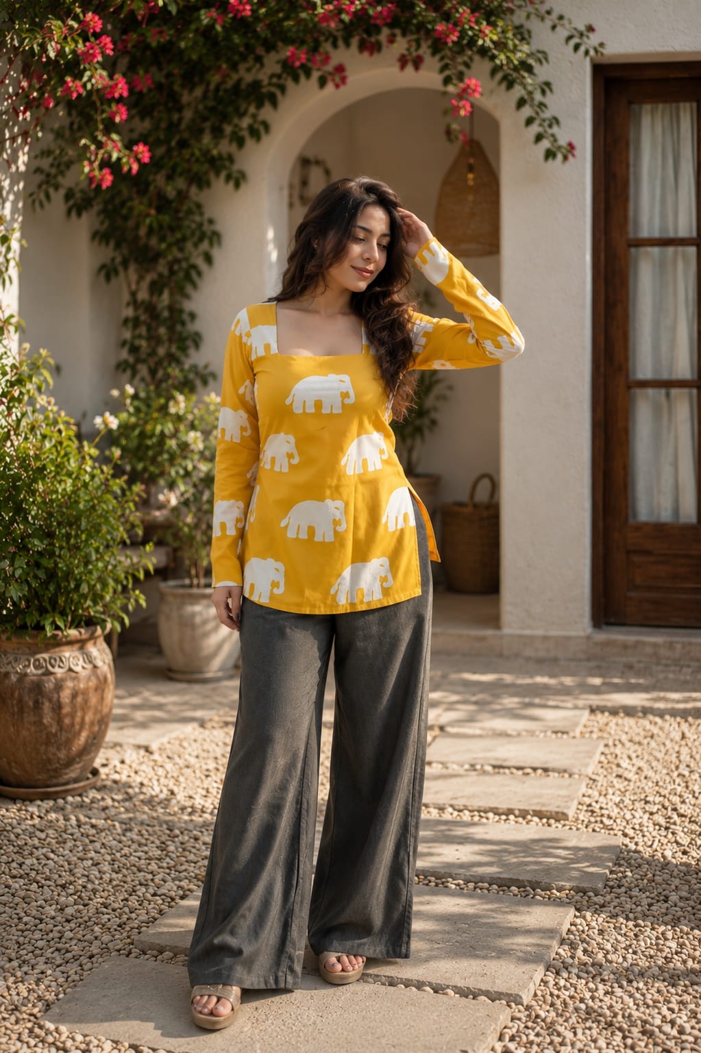 ✨ NEW ARRIVAL | Elephant Print Square Neck Cotton Kurti