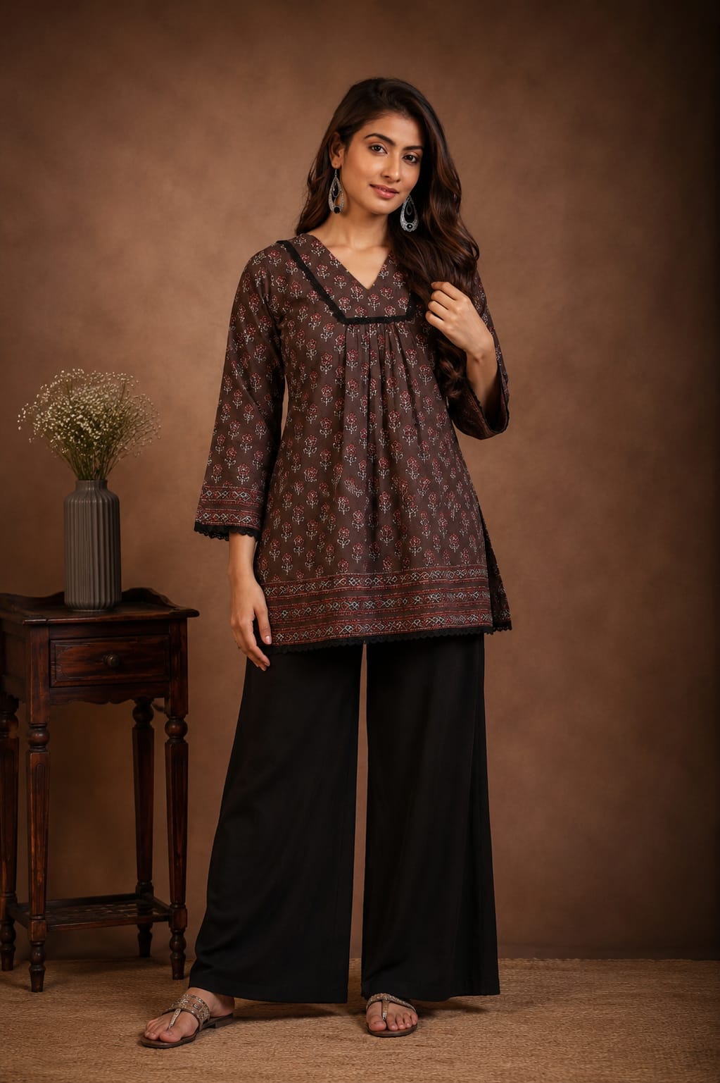 New Arrival – Premium Brown Printed Short Kurti