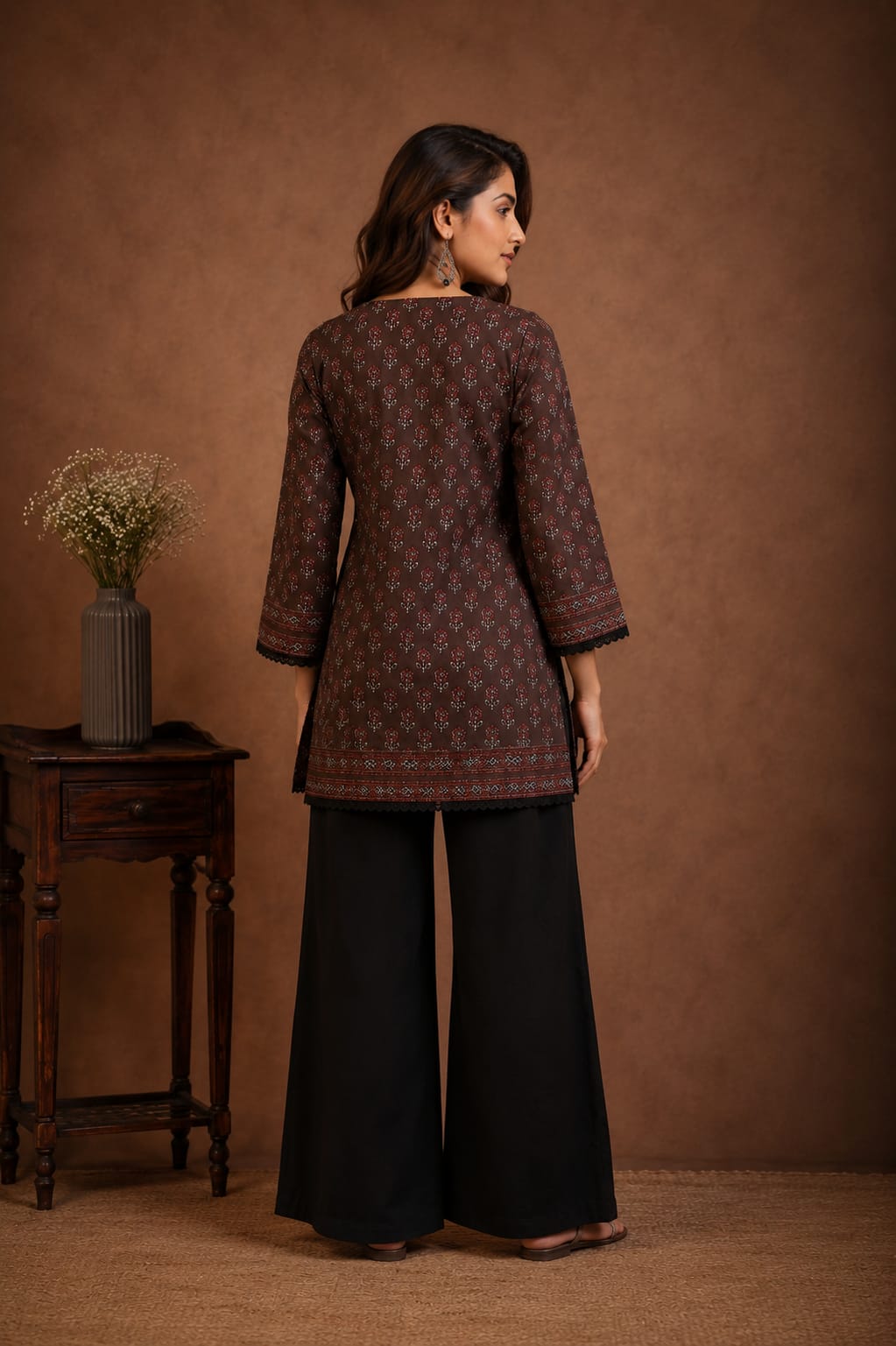 New Arrival – Premium Brown Printed Short Kurti
