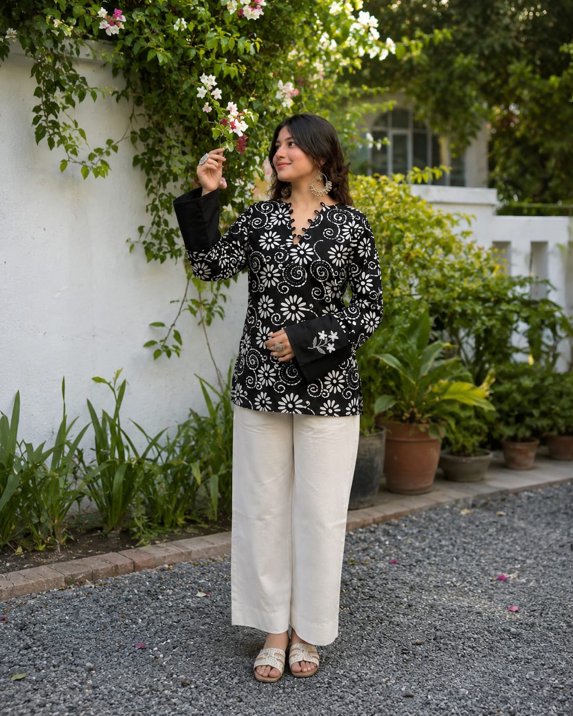 New Arrival – Black Floral Printed Premium Short Kurti