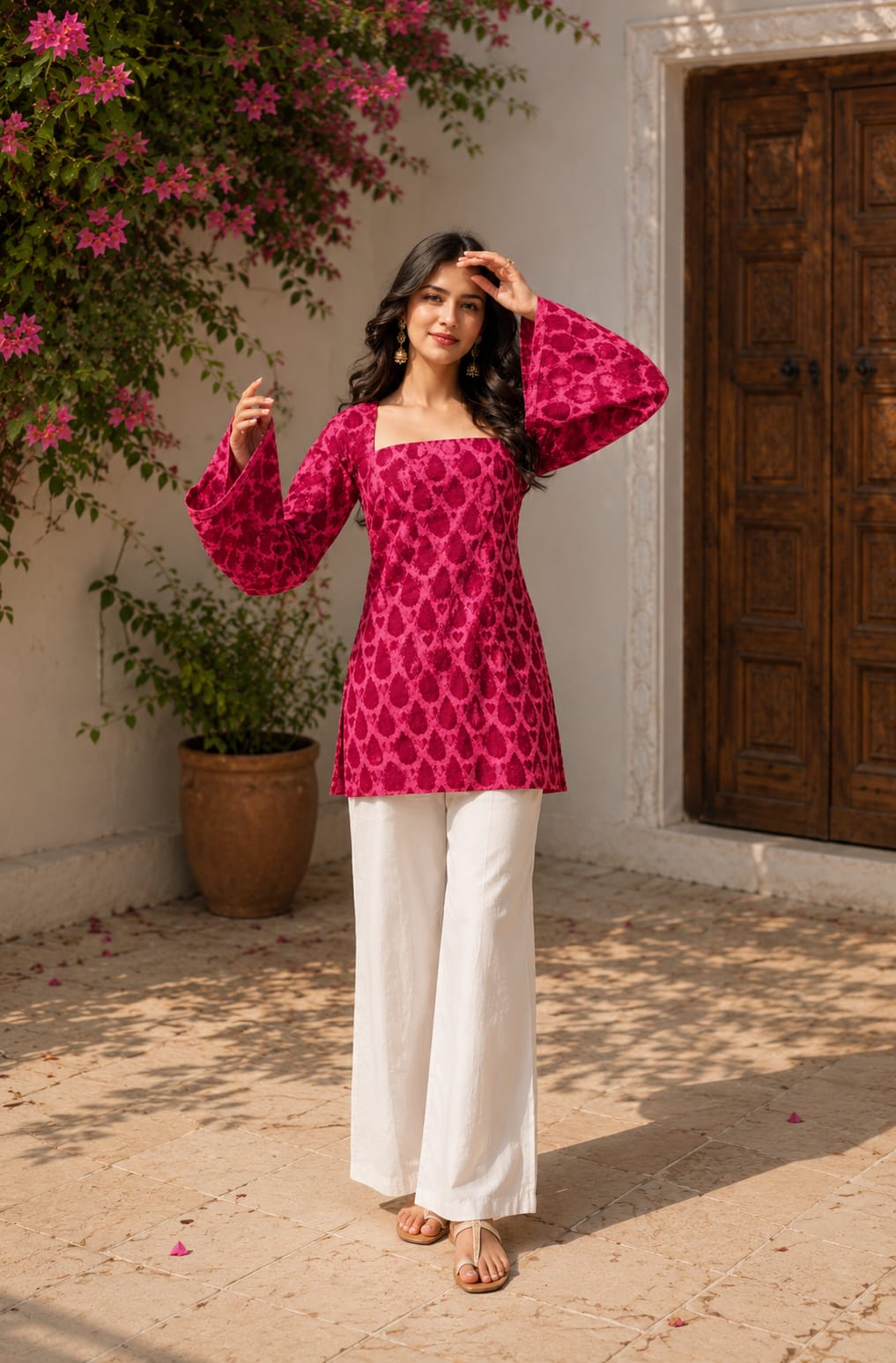 Rosé Bloom Designer Peplum Top
