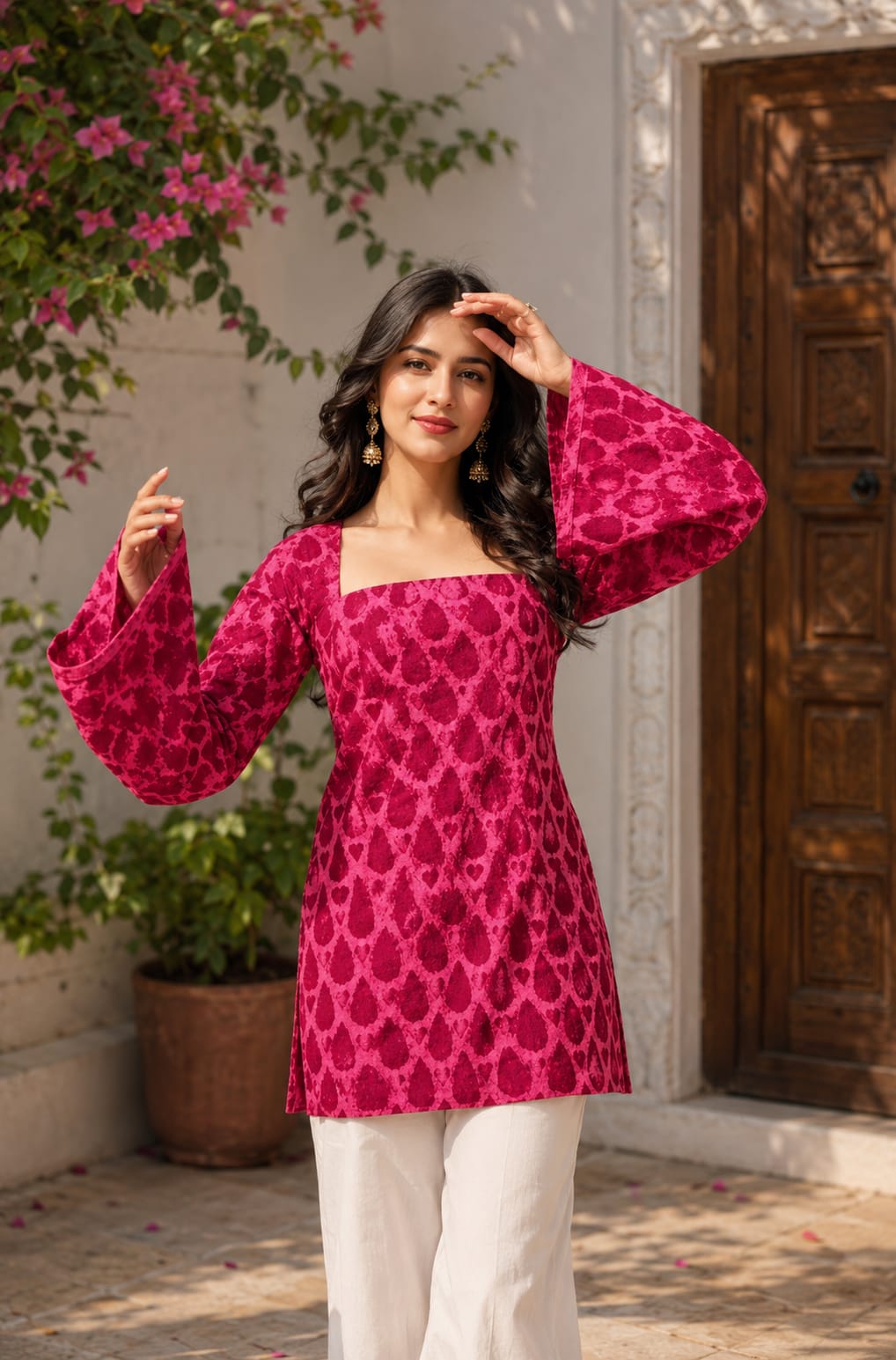 Rosé Bloom Designer Peplum Top