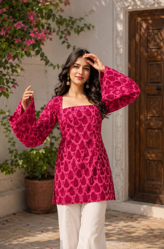 Rosé Bloom Designer Peplum Top