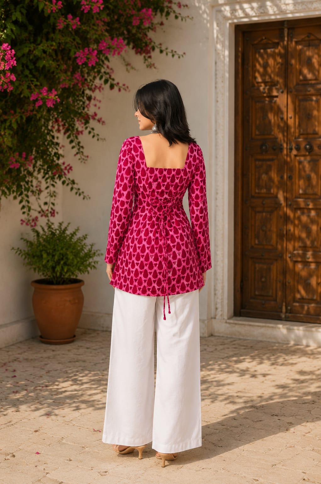 Rosé Bloom Designer Peplum Top