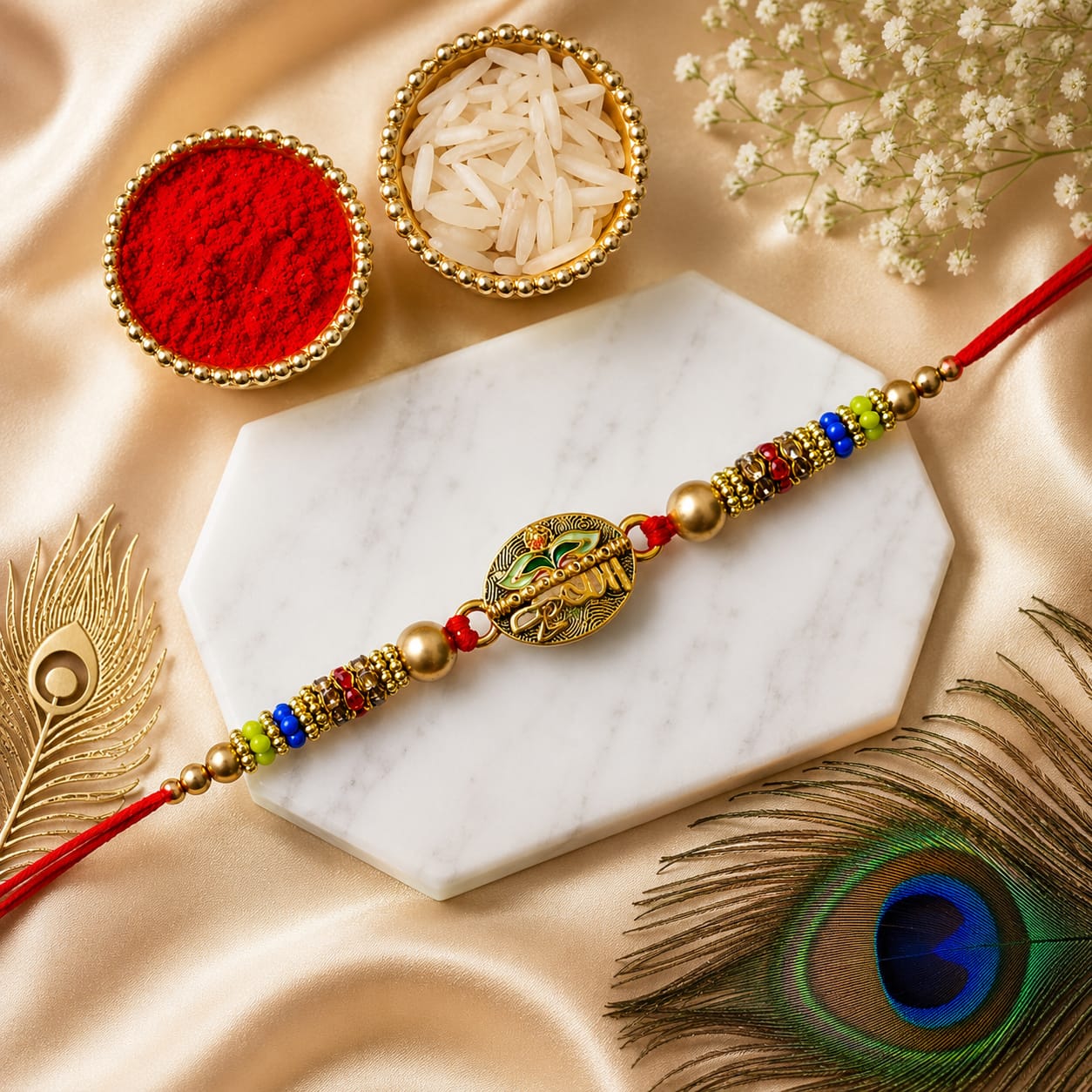 Premium Designer Rakhi with Traditional Bead Work