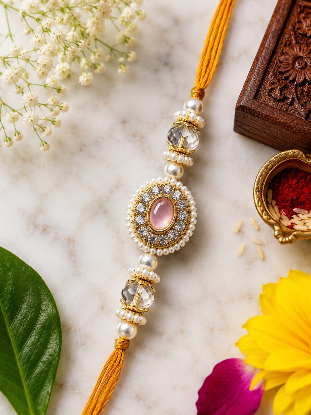 Premium Pearl Stone Designer Rakhi