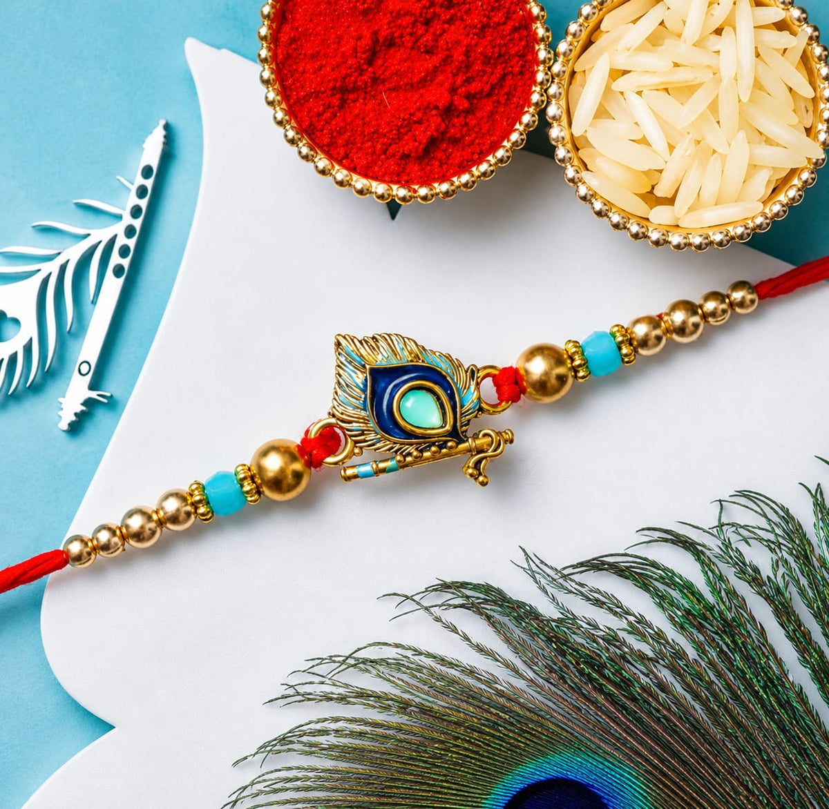 Premium Krishna Feather Designer Rakhi