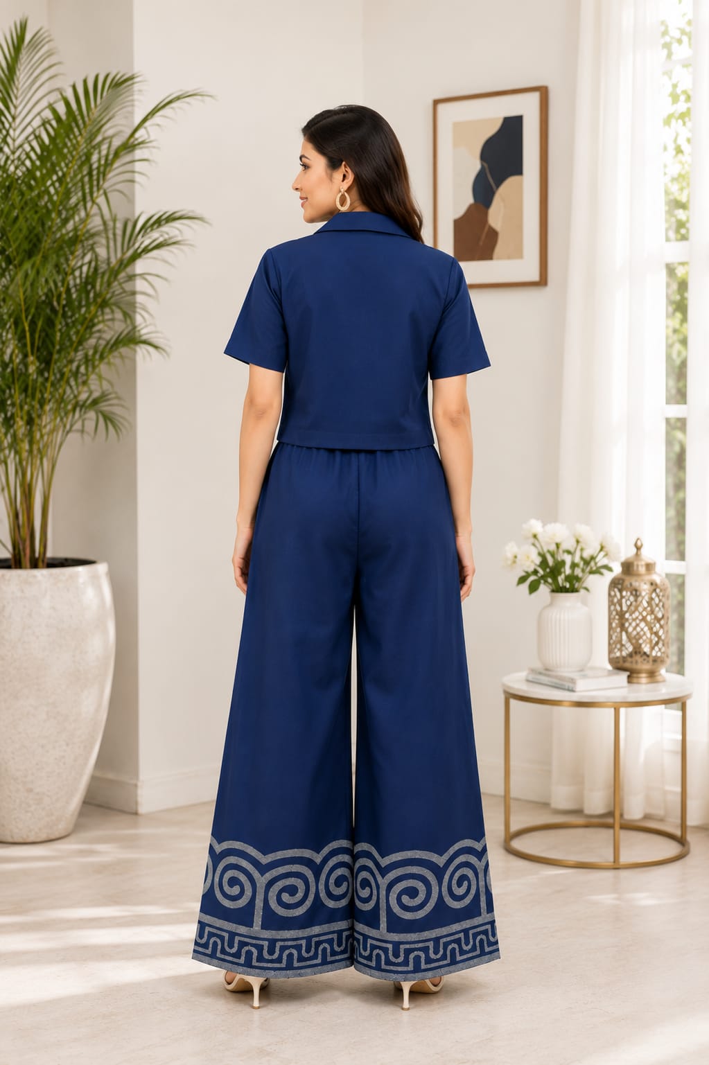 Premium Navy Blue Printed Co-Ord Set for Women