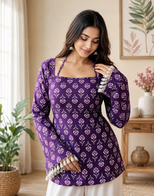 NEW ARRIVAL | Purple Cotton Tassel Top 💜