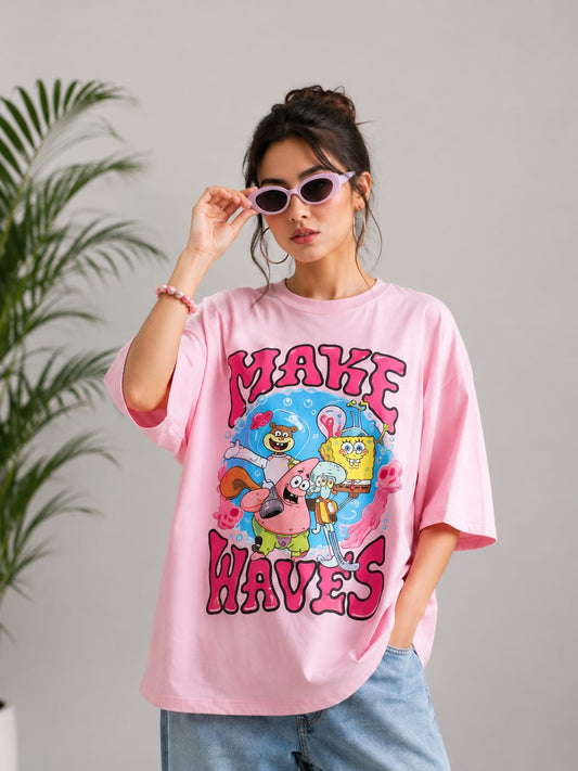 Make Waves Oversized Cotton Tees