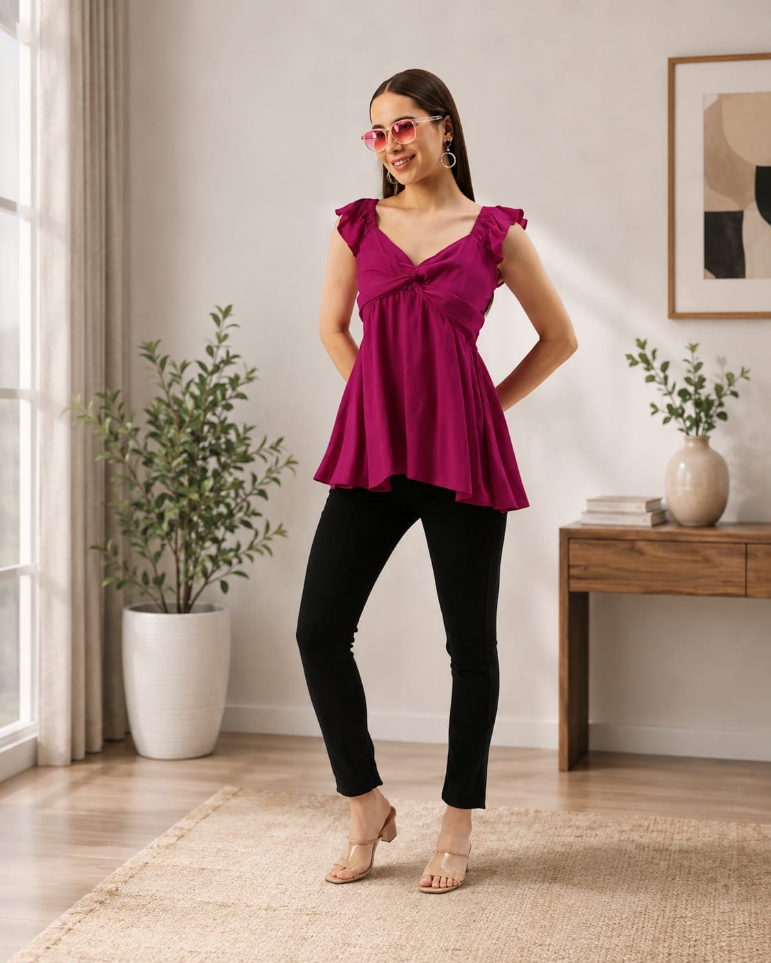 NEW ARRIVALS | Ruffle Bow Front Peplum Top