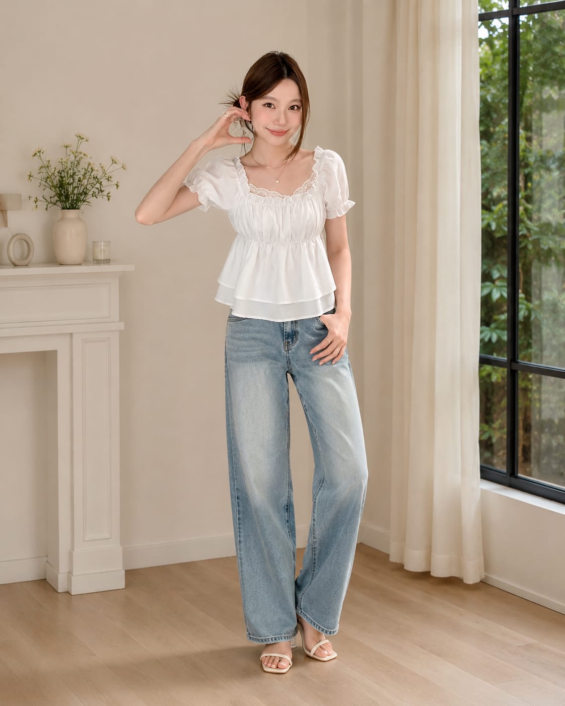 NEW ARRIVALS | White Ruffle Layered Peplum Top