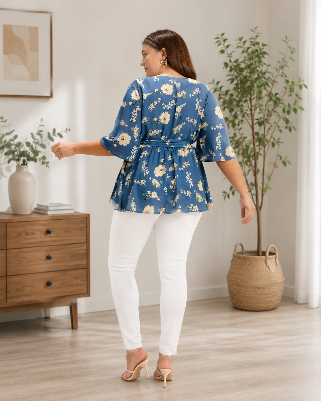 NEW ARRIVALS | Blue Floral Wrap Peplum Top