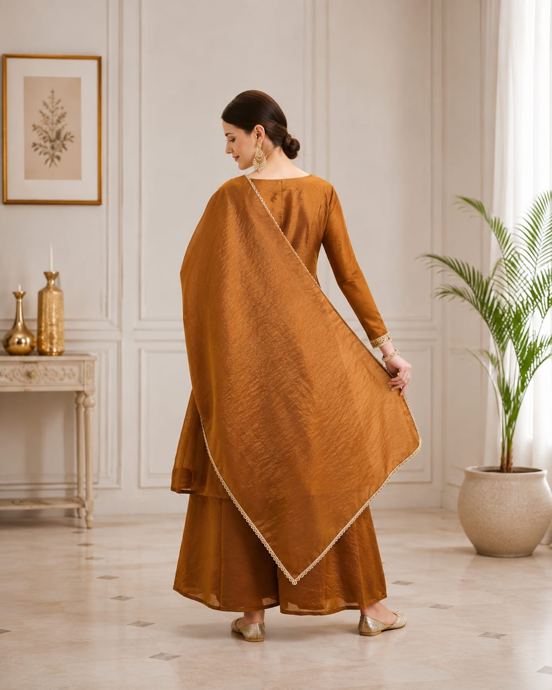 Festive Ethnic Elegance – Rich Brown Embroidered