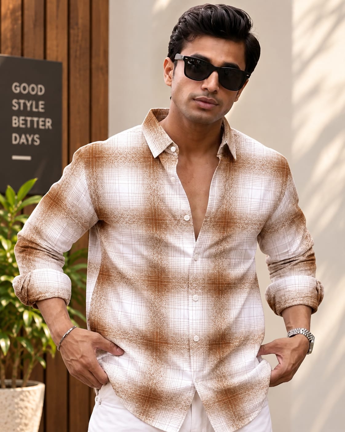 Textured Check Shirt — Premium Casual Edit