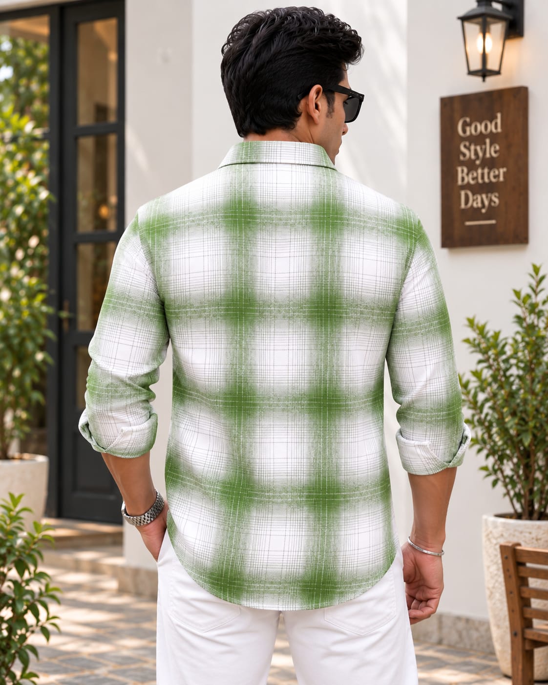 Textured Check Shirt — Fresh Green Edit