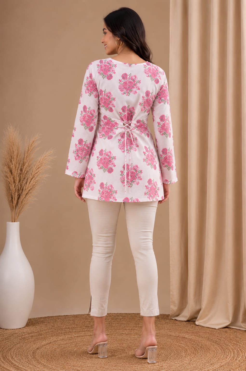 Floral Tie-Up Short Kurti 🌸