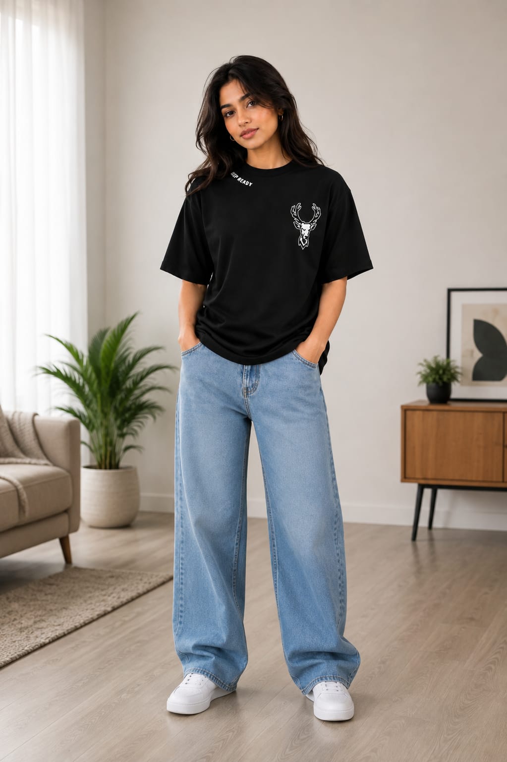 Black Oversized Graphic Unisex Tees