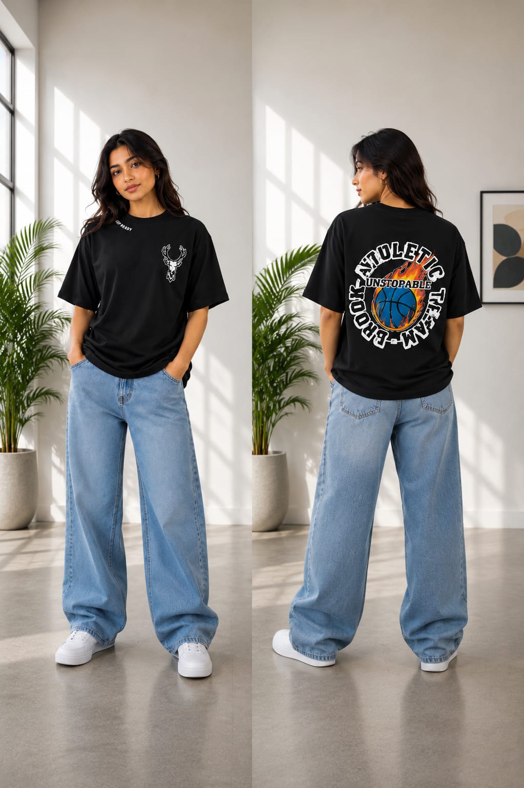 Black Oversized Graphic Unisex Tees